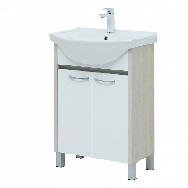 Тумба под раковину Aquanet Донна 60 белый дуб/белый (2 дверцы) 00273996