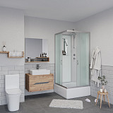 Душ.каб. NG-1108-14BKT (900х900х2100-2400) средний поддон(26см) стекло МАТОВОЕ 4 места с полкой