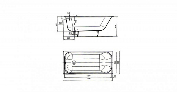Чугунная ванна Ностальжи 150X70 Универсал