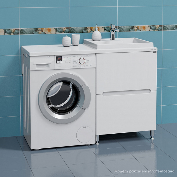 Тумба СаНта Лондон 59 2 ящ напольная, (ум. Юпитер 1200*500 литой мрамор)