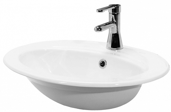 Умывальник встраиваемый ТУРИН 56 с 1 отв.,  овальный (КЕРАМИН)
