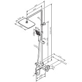 F078F500 Func, душ. система: см-ль д/ванны/душа с ТМС, душ.штанга, верхн. душ квадр., ручн.душ, хром
