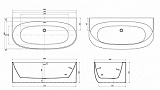Ванна акриловая Azario Cambridge 1800X880X580, пристенная, в комплекте с сифоном и металлической рамой