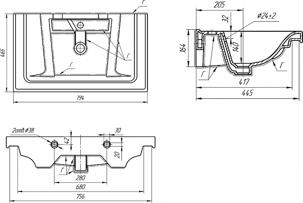 Раковина мебельная MYJOYS Harmony 80