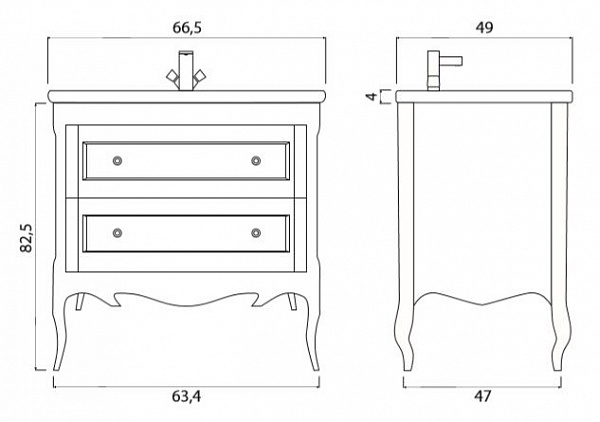 Тумба под раковину Creto Viva Blue 66