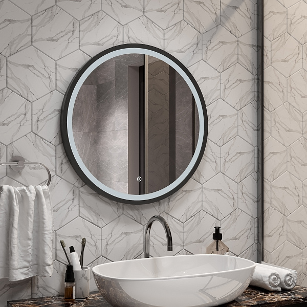 Зеркало Континент "Style Black Led" D 600