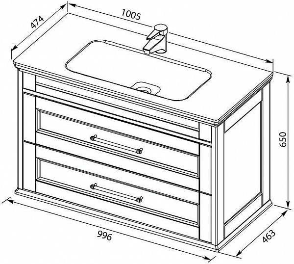 Раковина-столешница Aquanet Бостон 100 НФ-00017536