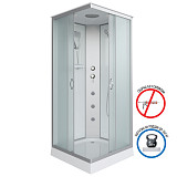 Душ.каб. NG-1101-14G (900х900х2150) низкий поддон(13см) стекло МАТОВОЕ 3 места с полкой