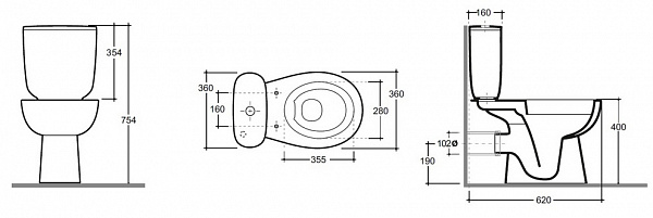 Унитаз-компакт ГОЛЬФ, б/о, г/в, 1-реж, сид. DP (КЕРАМИН)