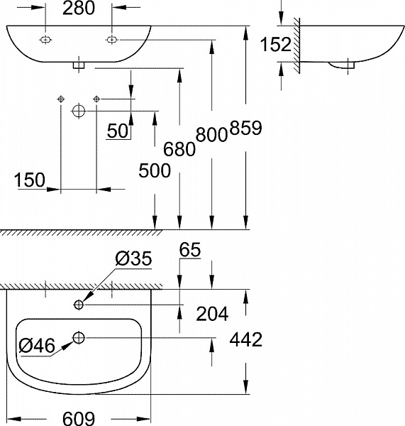 Раковина Grohe Bau Ceramic 39421000