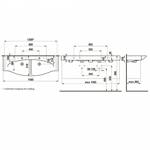Раковина Laufen Palace 8.1370.6.000.104.1 150 см