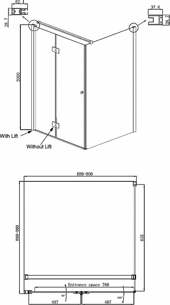 Душевое ограждение Ambassador Diamond 12011105L