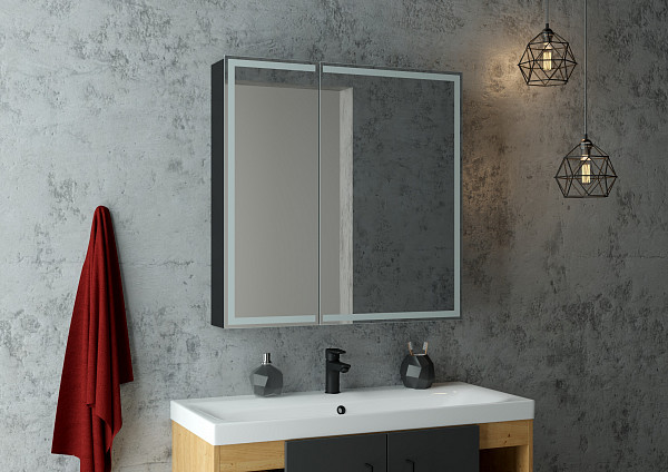 Зеркало-шкаф Континент "Mirror Box black Led" 600х800