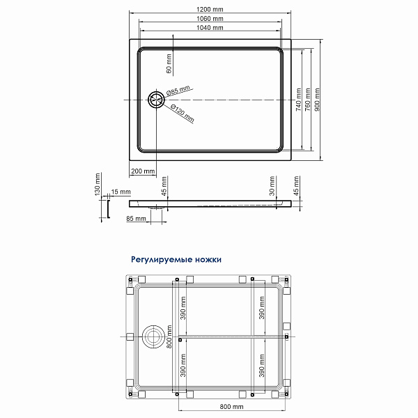 Душевой поддон Wasserkraft Amper 29T07U