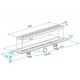 Душевой лоток с решеткой PlastBrno, L = 390 мм,  SZE1391
