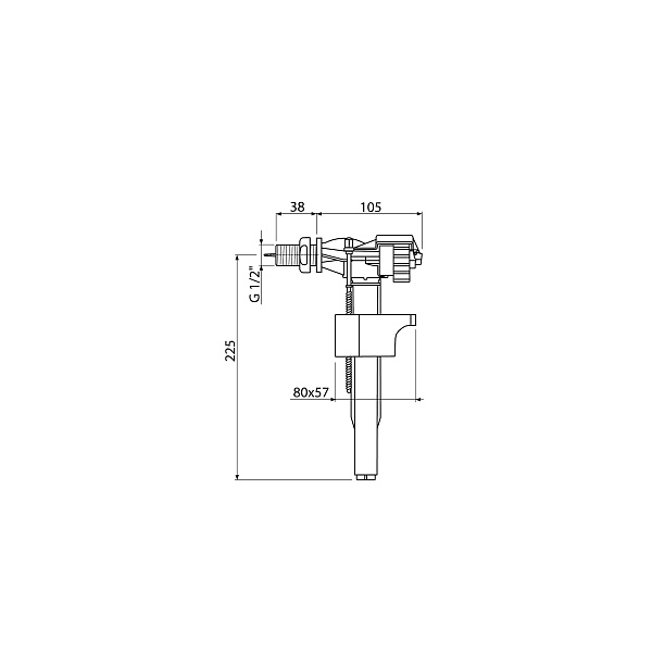 Заливной механизм Koller Pool A16-1/2" с бок. подвод. металл