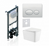 Комплект KOLLER POOL для монтажа  подвесного унитаза: Инсталляция Alcora ST 1200 с клавишей ROUND  White, Унитаз KVADRO Rimless, сиденье дюропласт: SoftClose, Take Off, антибактериальное покрытие, система «Антивсплеск»