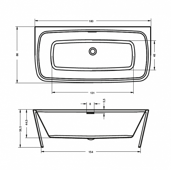 Акриловая ванна Riho Adore FS 180x86 B086001005