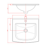 Умывальник встраиваемый БАРИ 50 с 1 отв., прямоугольный (КЕРАМИН)