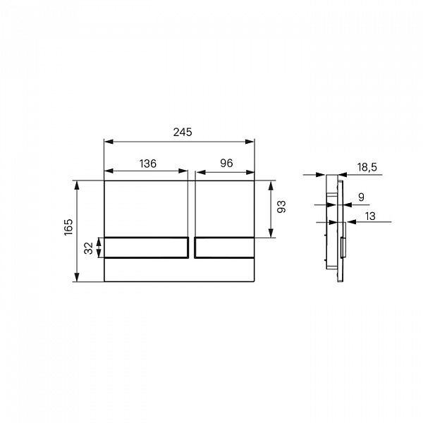 Клавиша смыва, универсальная, чёрный, Unifix, 006, IDDIS, UNI06MBi77