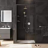 W90G-100-1-195BT Gem Solo Дверь душевая 100х195, стекло прозрачное, профиль черный матовый