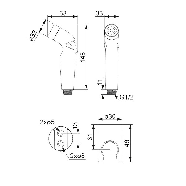 760550100 Гигиенический душ с держателем, хром