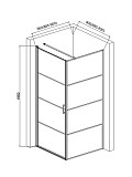 Душевой уголок AQUAme 900*900*1950мм., стекло 6мм, цвет профиля матовый черный, горизонтальные линии.