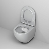 Унитаз GR-4455GLMS Color (485*365*360) СВЕТЛО-СЕРЫЙ МАТОВЫЙ подвесной БЕЗОБОДКОВЫЙ с тонкой крышкой