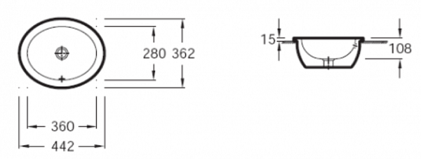 Встраиваемая раковина Jacob Delafon Vox 44,2х36,2 см EYJ102-00