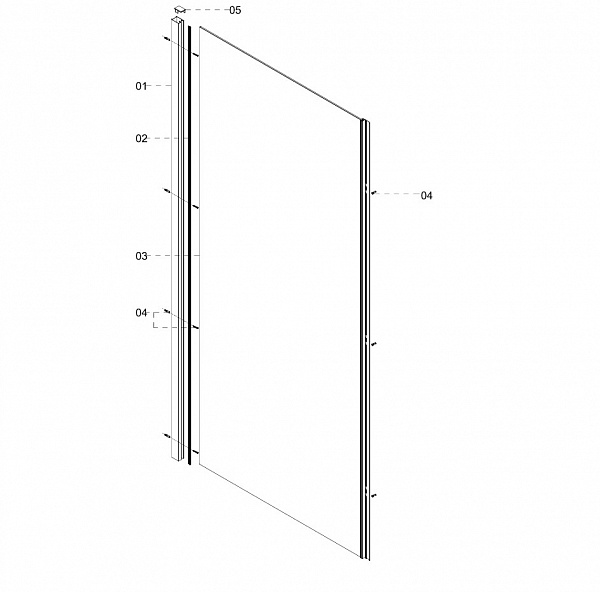 Боковая перегородка Creto Tenta 123-SP-100-C-CH-8 стекло прозрачное EASY CLEAN, профиль хром, 100х200 см
