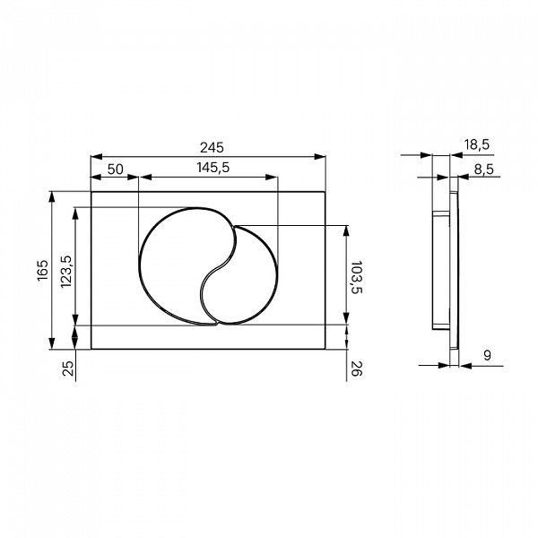 Клавиша смыва, универсальная, чёрная, Unifix, 002, IDDIS, UNI02MBi77