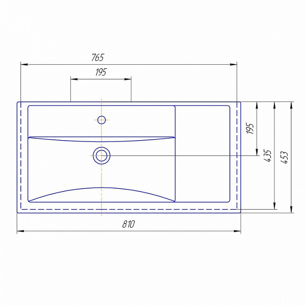 Мебельная раковина Фостер 80 со смещенной чашей
