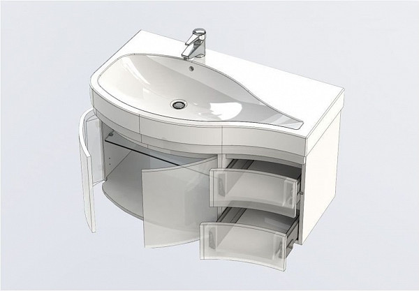 Тумба с раковиной Aquanet Сопрано 95 L белый (2 дверцы 2 ящика) 00212998