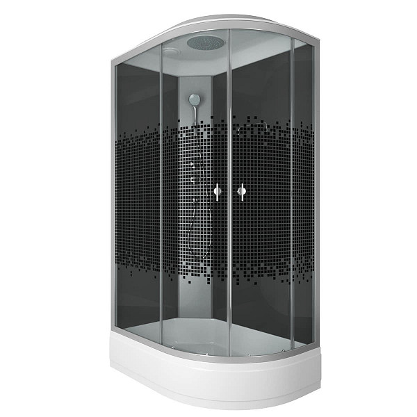 Душ.каб. NG-3524-14L BLACK (1200х800х2150) низкий поддон(26см) стекло  МОЗАИКА 4 места