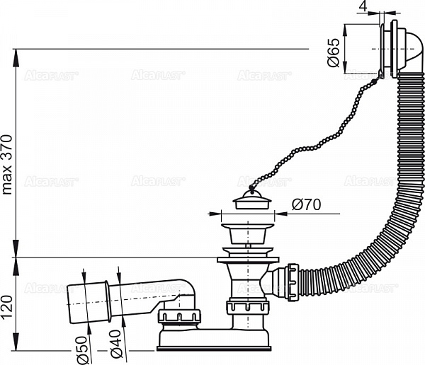 Сифон для ванны AlcaPlast A502-80