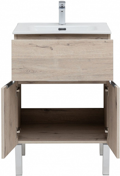 Тумба под раковину Aquanet Алвита New 60 1 ящик, 2 дверцы, дуб веллингтон белый 00277549