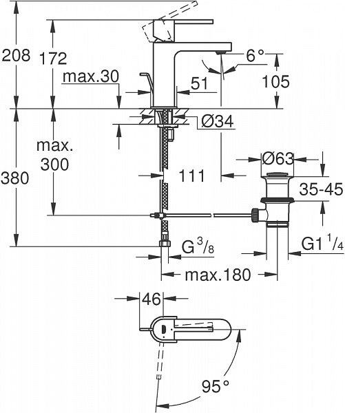 Смеситель для раковины Grohe Plus 32612003