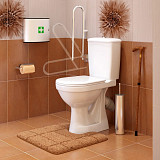 Унитаз-компакт Оскольская керамика Персона Комфорт, подвод воды нижний, косой выпуск, с откидным нержавеющим поручнем