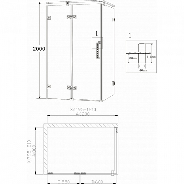 Душевой уголок Grossman Status ST-120RGQL 120x80