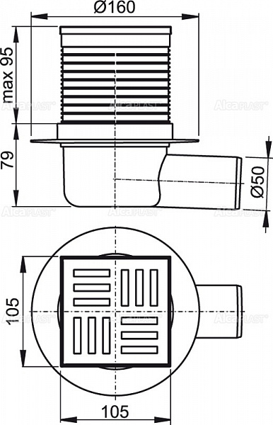 Сливной трап AlcaPlast APV5111 105 x 105/50