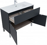 Тумба под раковину Aquanet Алвита New 100 1 ящик, 2 дверцы, антрацит 00277555
