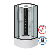 Душ.каб. NG-6707-14BKTG (800х800х2100-2400) высокий поддон(40см) стекло ПРОЗРАЧНОЕ черные профиля 4 места