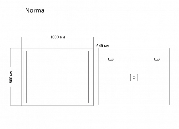 Зеркало NORMA (1000*800*45) LED с механическим выключателем