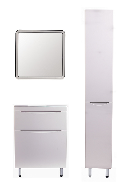 Тумба напольная "Бергамо мини 60" (2 ящ.) Люкс антискрейтч белый, под раковину, PLUS