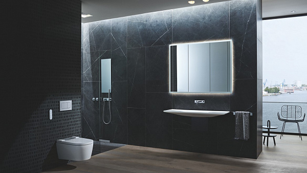 Унитаз-биде подвесной Geberit AquaClean Sela 146.224.21.1 панель хром