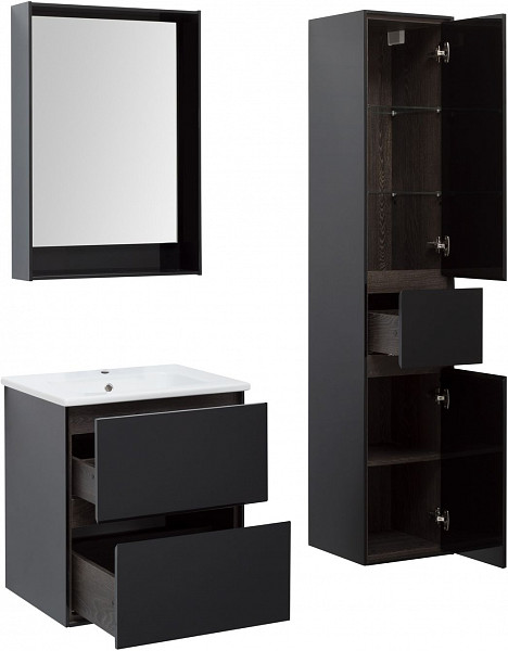 Тумба под раковину Aquanet Милан 60 черный глянец 00269306