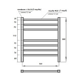 Полотенцесушитель электрический Point Веста PN70756BR П7 500x600, диммер слева, бронза