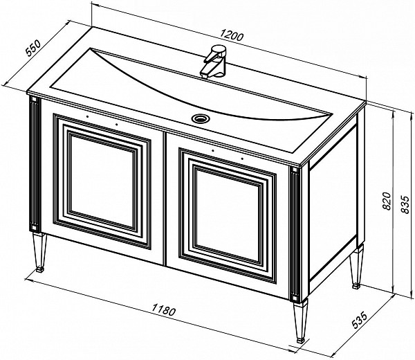Тумба под раковину Aquanet Паола 120 белый/золото 00186114