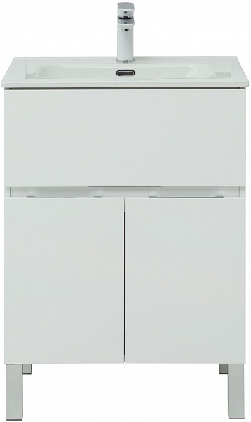 Тумба под раковину Aquanet Алвита New 60 1 ящик, 2 дверцы, белый матовый 00277546