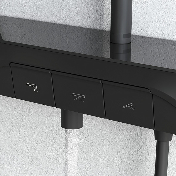 F078F722 Func, душ.система: см-ль-полка д/ванны/душа, душ.штанга, верхн. душ квадр., ручн.душ, черн.